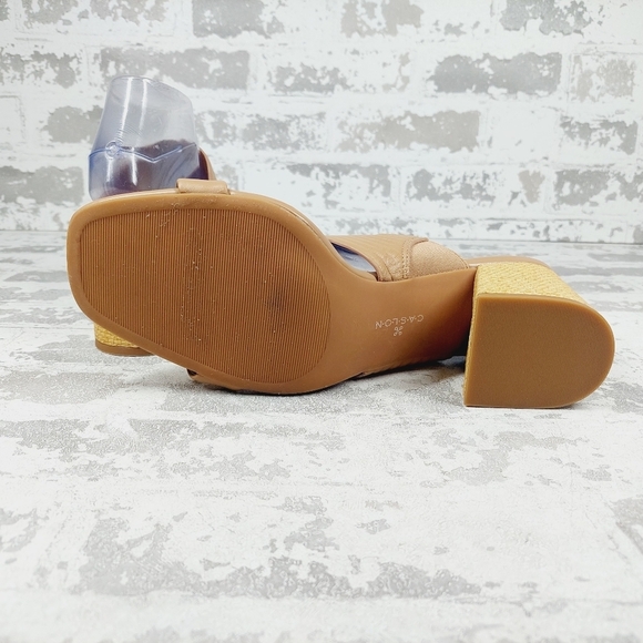 New Caslon Lamia Tan Leather Block Heel Square Toe Sandals W675 - Picture 8 of 12